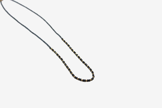 Beaded Grey + Gold + Black Spinel Necklace