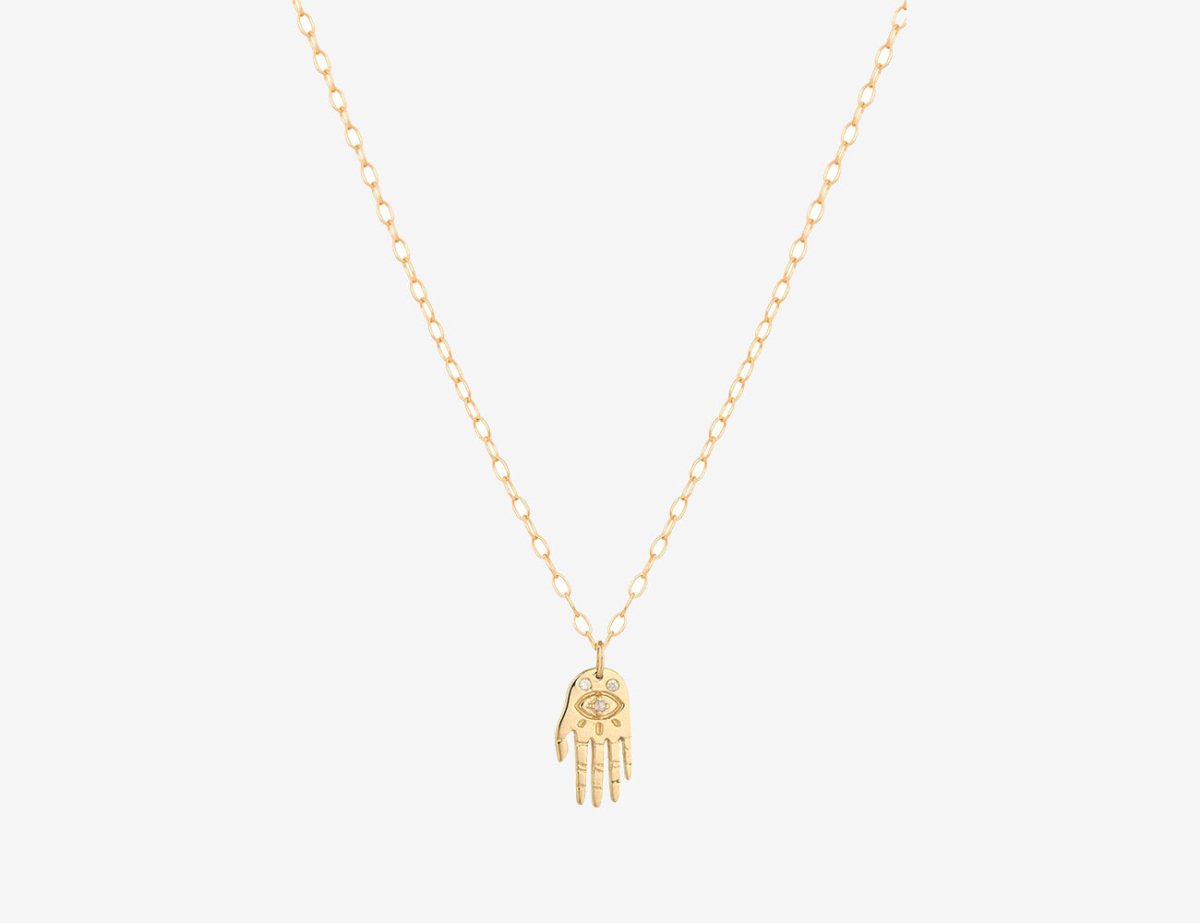 Celine Daoust 14k Mini Dharma Hand Necklace