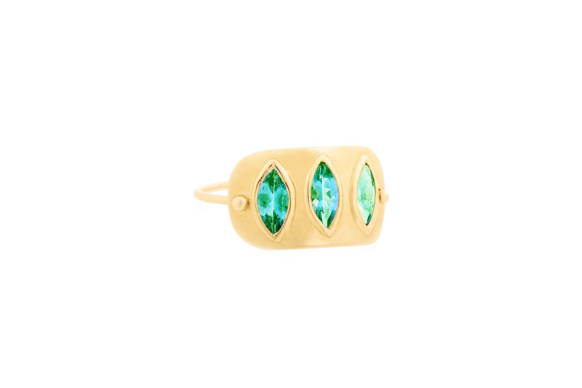 Celine Daoust 14k Triple Emerald Ring