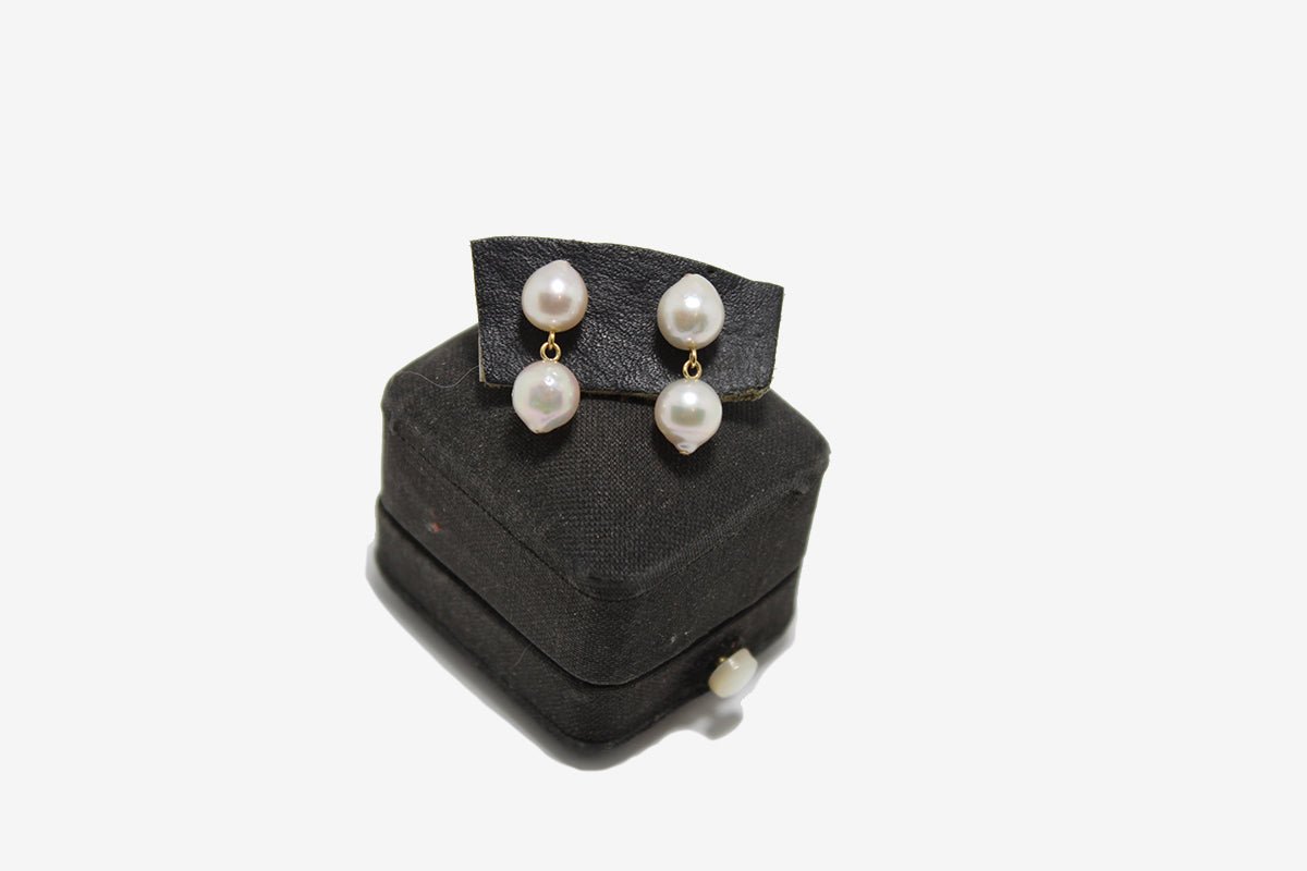 Load image into Gallery viewer, Double White Akoya Pearl Duo Earring
