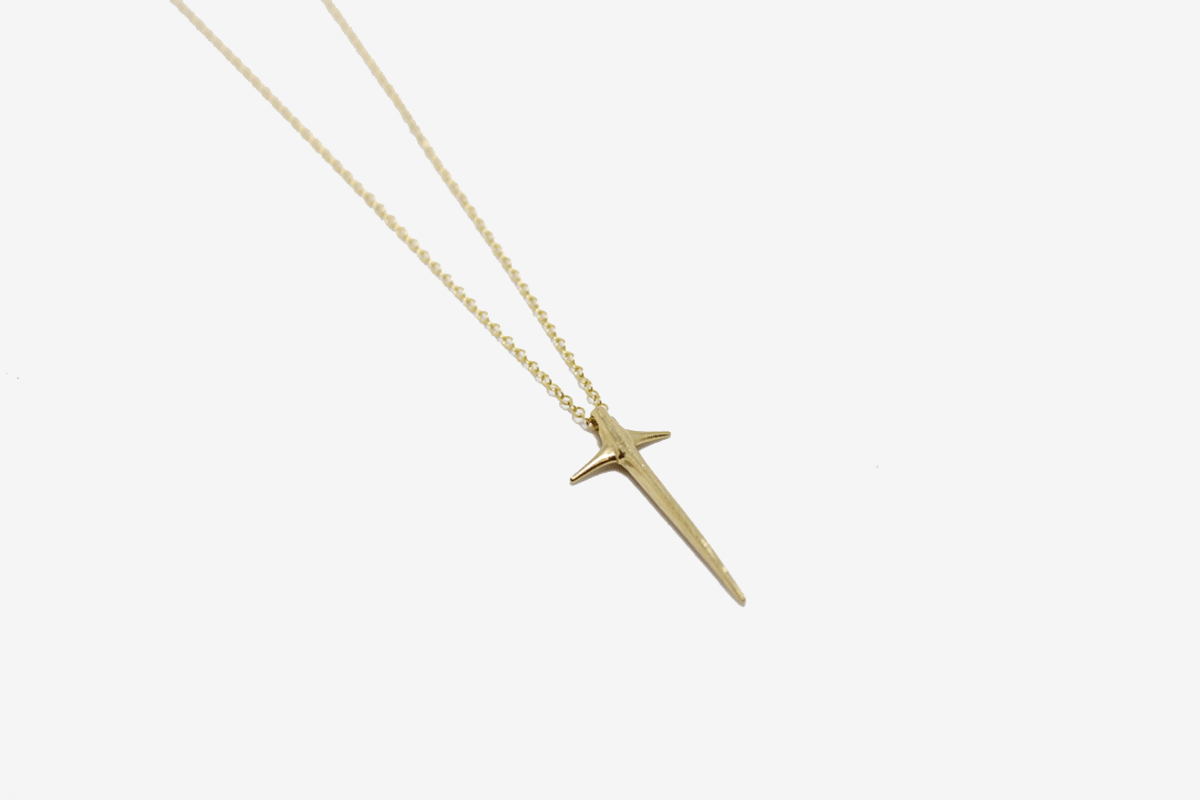 Damascene Gold Thorn Cross Pendant style 2250