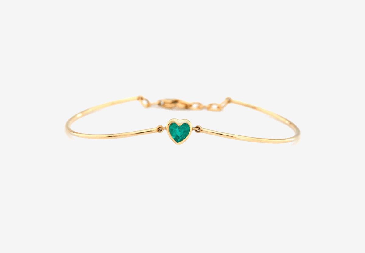 Load image into Gallery viewer, Emerald Heart Bangle
