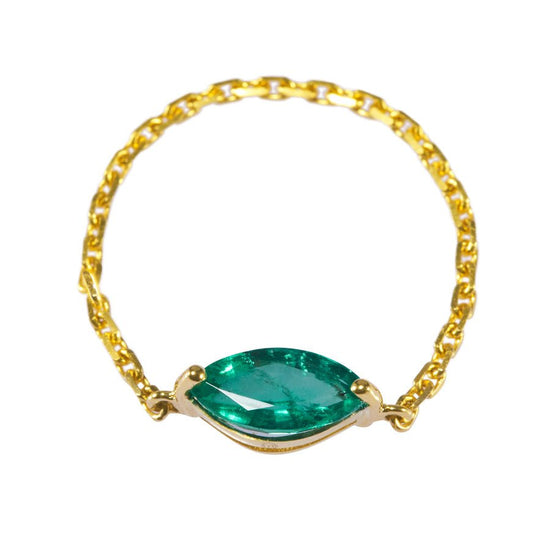 Load image into Gallery viewer, Emerald Marquise Supreme Chain Ring
