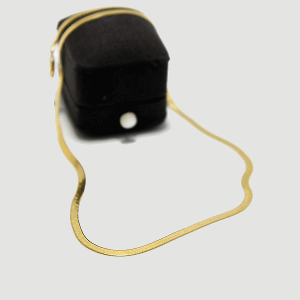 Gem Token 14k Gold 3mm Herringbone Chain Necklace