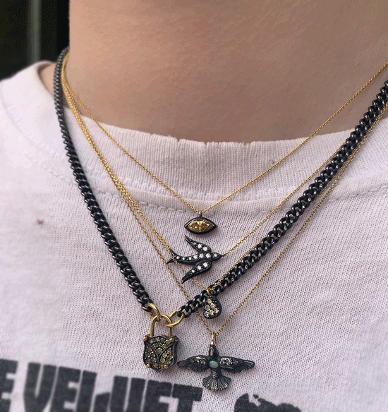 Gemstone & Diamond Swallow Necklace