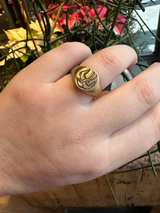 Round Brass Signet Ring
