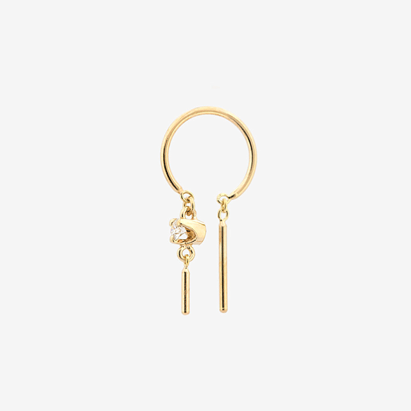 14k Gold Diamond Baby Chime - Single Earring