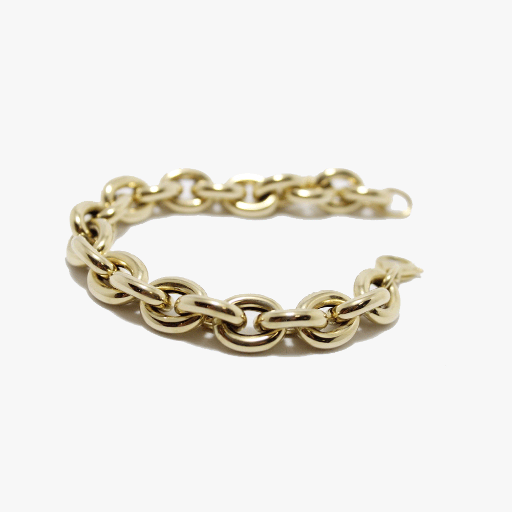 Large 14k Gold Oval Link Bracelet