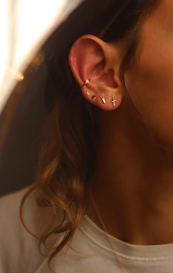 Maura Green 14k Diamond Peace Sign Stud Earrings