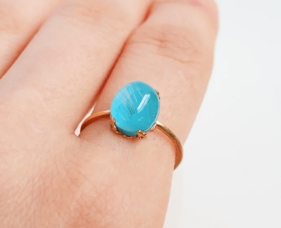 Buy Lovely Turquoise Ring-blue Stone Oval Ring-925 Sterling Silver Ring-designer  Silver Ring-personalized Gift-gemstone Jewelry-christmas Gift Online in  India - Etsy