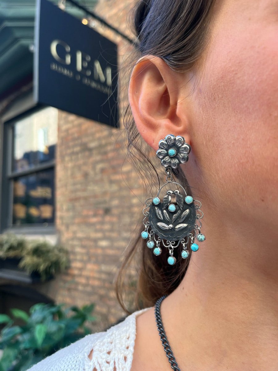 Oaxacan Silver & Turquoise Earrings