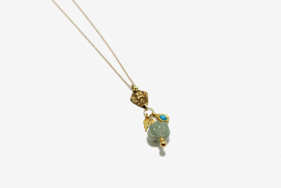 One of a Kind 18k Gold Aquamarine and Turquoise Necklace