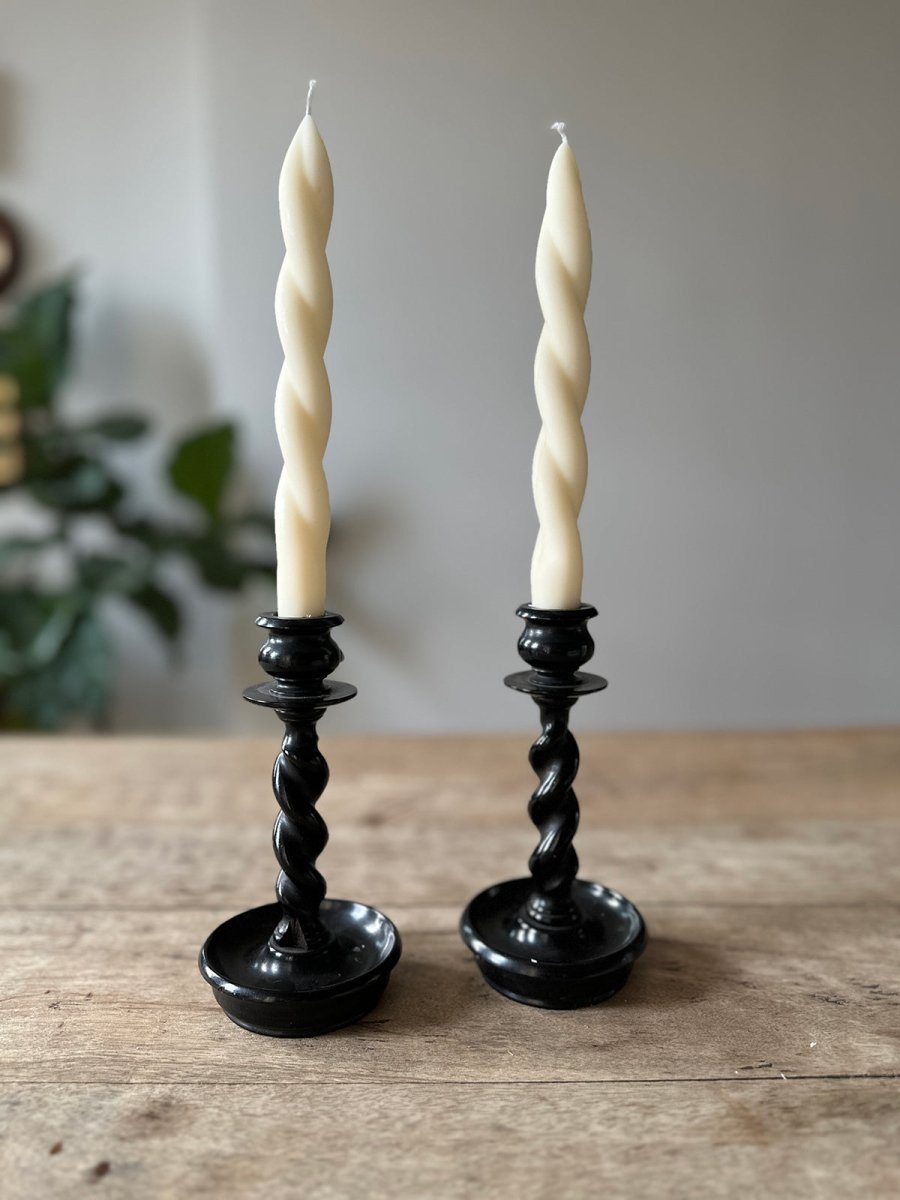 Organic Twisted Candle Pair, Short