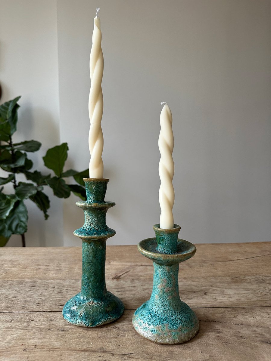 Organic Twisted Candle Pair, Short