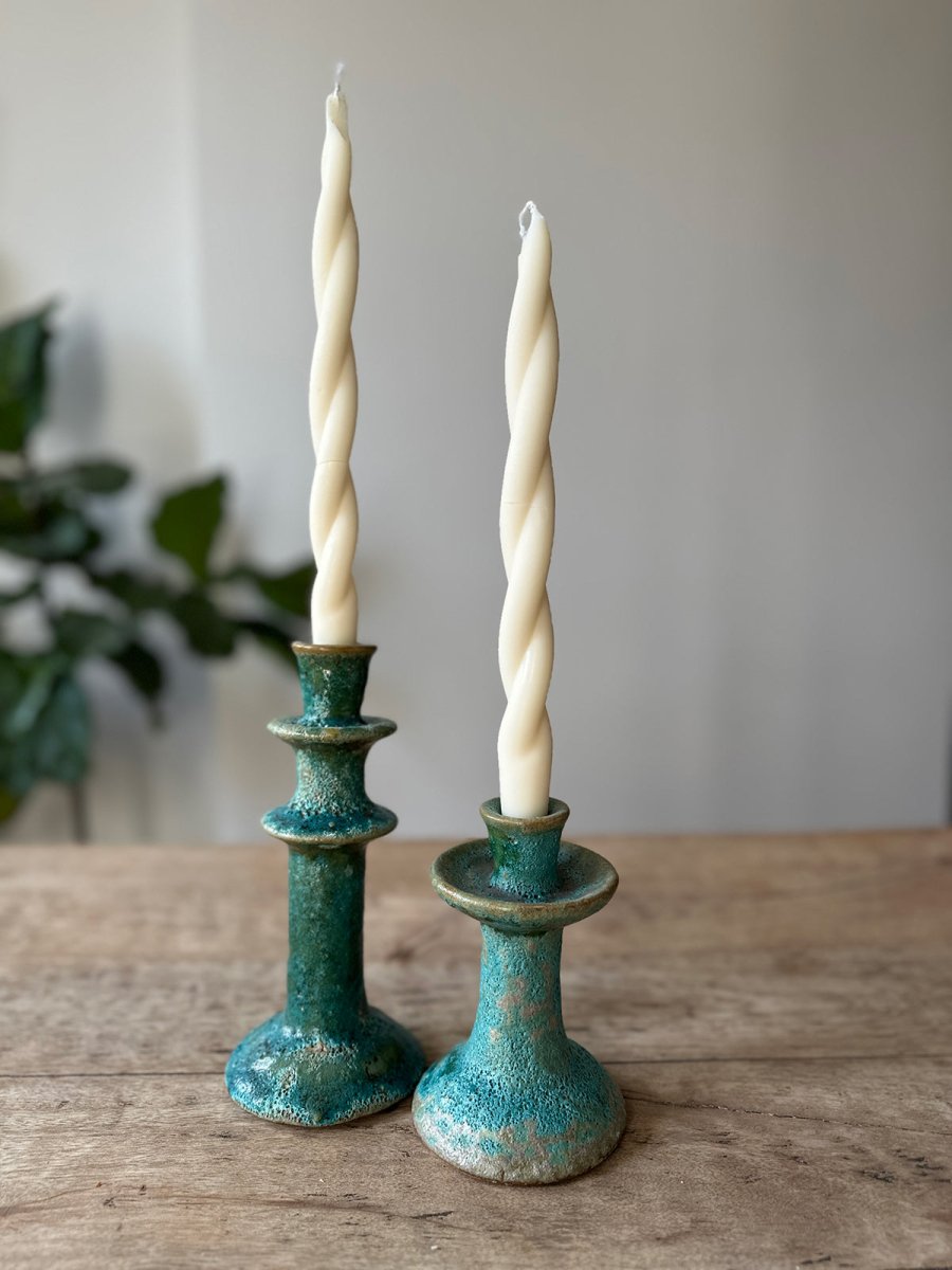 Organic Twisted Candle Pair, Tall
