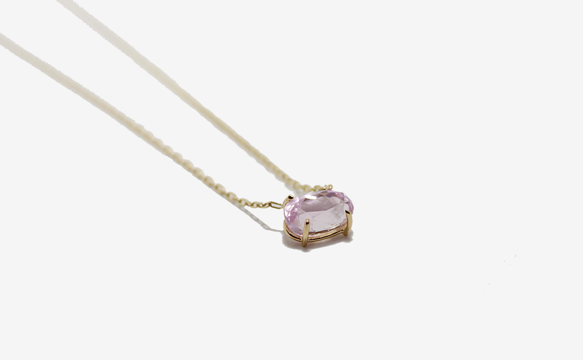 Petite Baleine 14k Gold Oval Kunzite Necklace