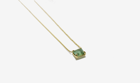 Garden Green Opal Square Pendant Necklace | Caitlyn Minimalist