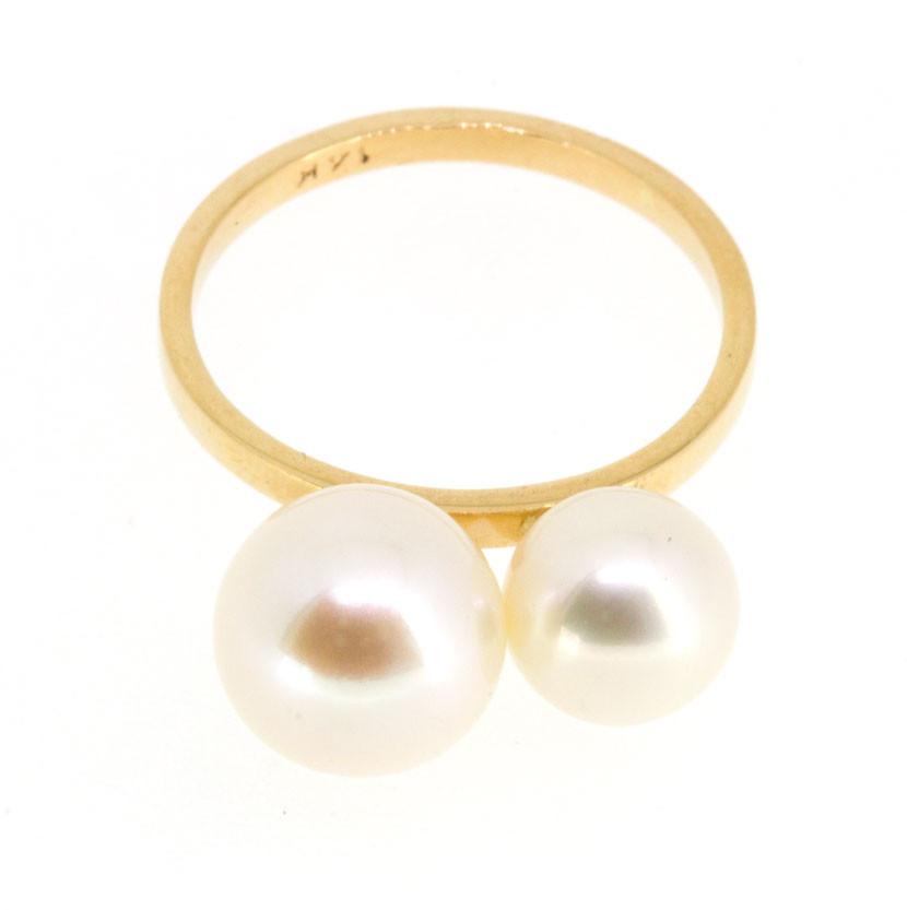 Poppy Finch 14k Gold Double Pearl Ring