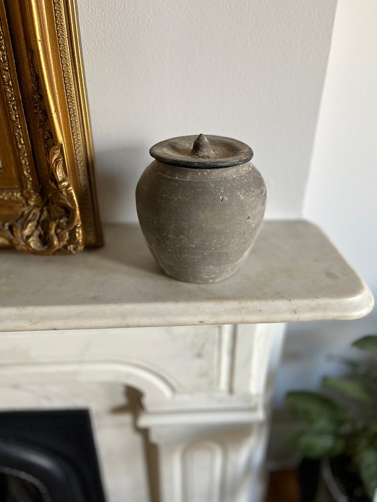Vintage Clay Vessel with Lid