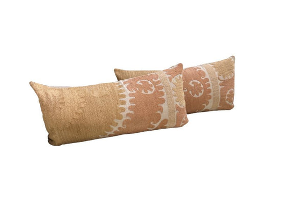 Load image into Gallery viewer, Vintage Pair Suzani Pillow Bolsters #3
