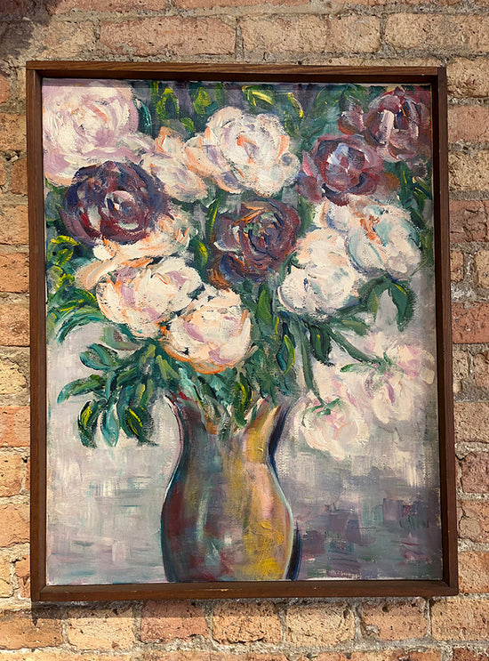 Load image into Gallery viewer, Vintage Pinks Floral Oil Painting
