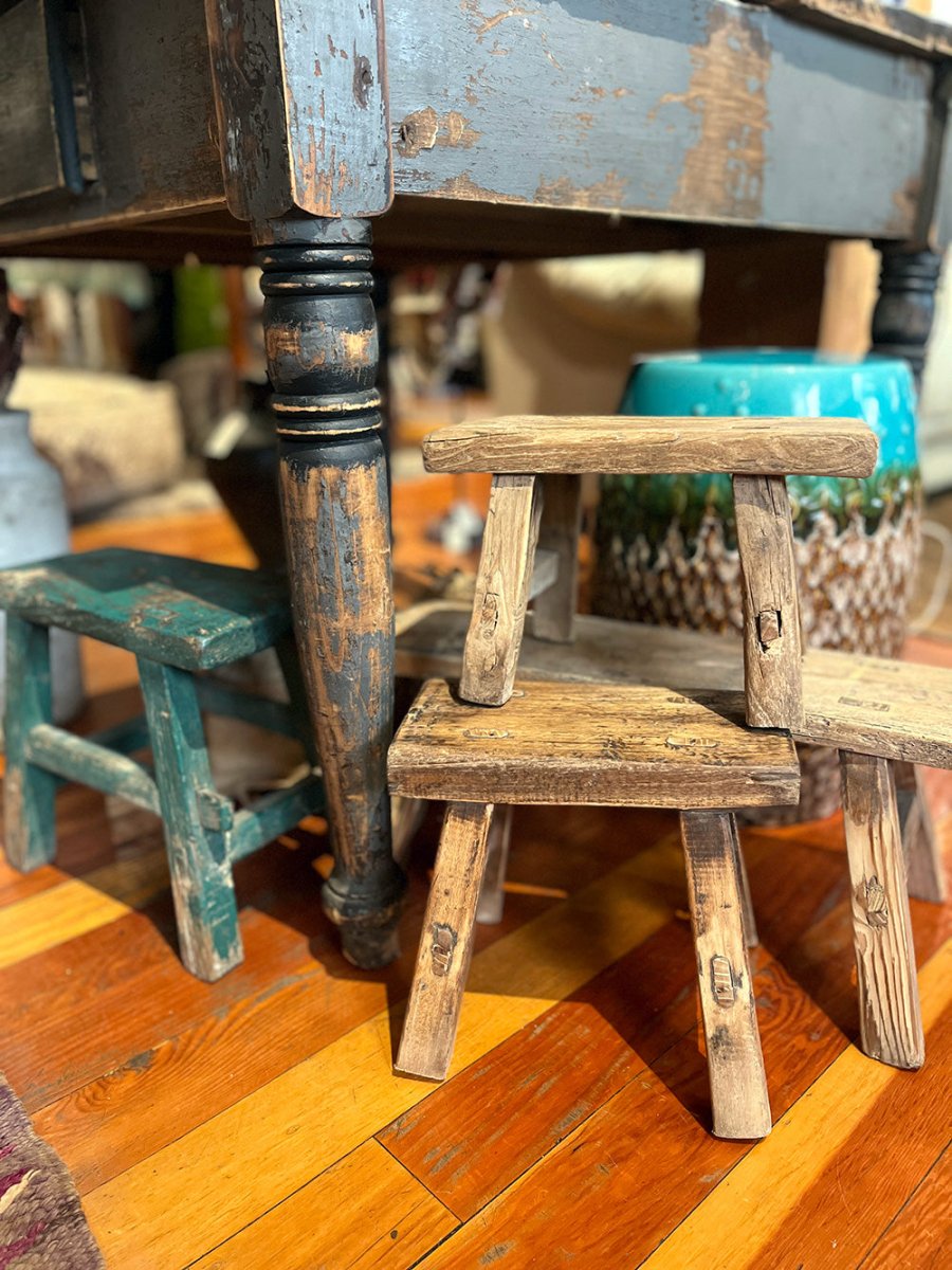 Vintage Tongue and Groove Wood Stool