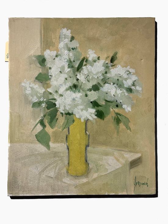 White + Yellow Floral Oil Painting