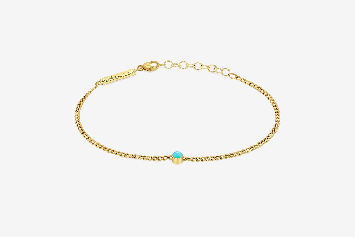 Zoe Chicco 14k Curb Chain + Turquoise Bracelet