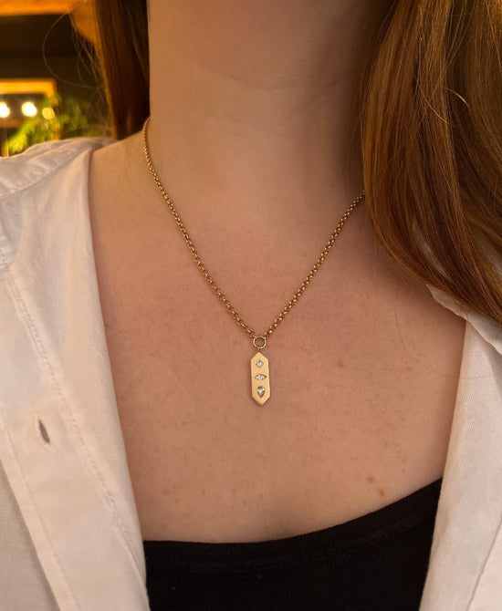 Load image into Gallery viewer, Zoe Chicco 14k Diamond Mosaic Vertical Pendant Necklace
