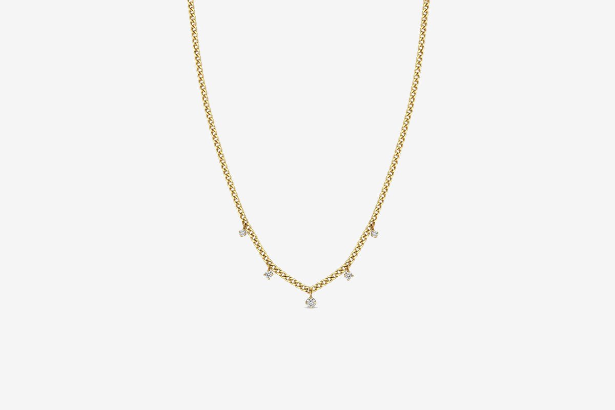Zoe Chicco 14k Five Diamond Curb Chain Necklace