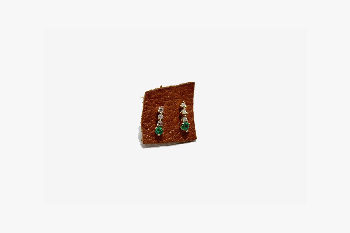 Zoe Chicco 14k Gold Diamond + Emerald Tennis Drop Earrings