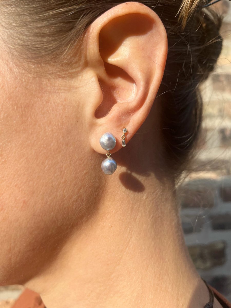 Zoe Chicco 14k Gold Linked Round & Baguette Diamond Drop Earrings