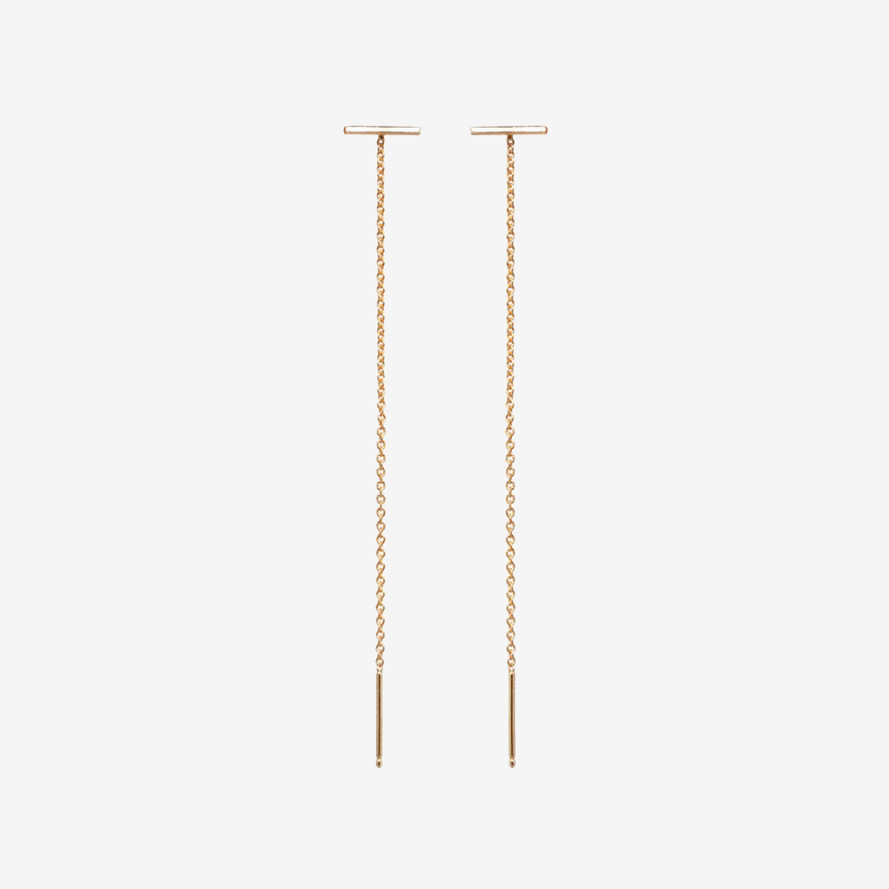 Thin Drop Lucite Earrings with Chain