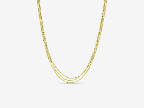 Zoe Chicco 14k Gold Three Strand Tube & Bead Necklace