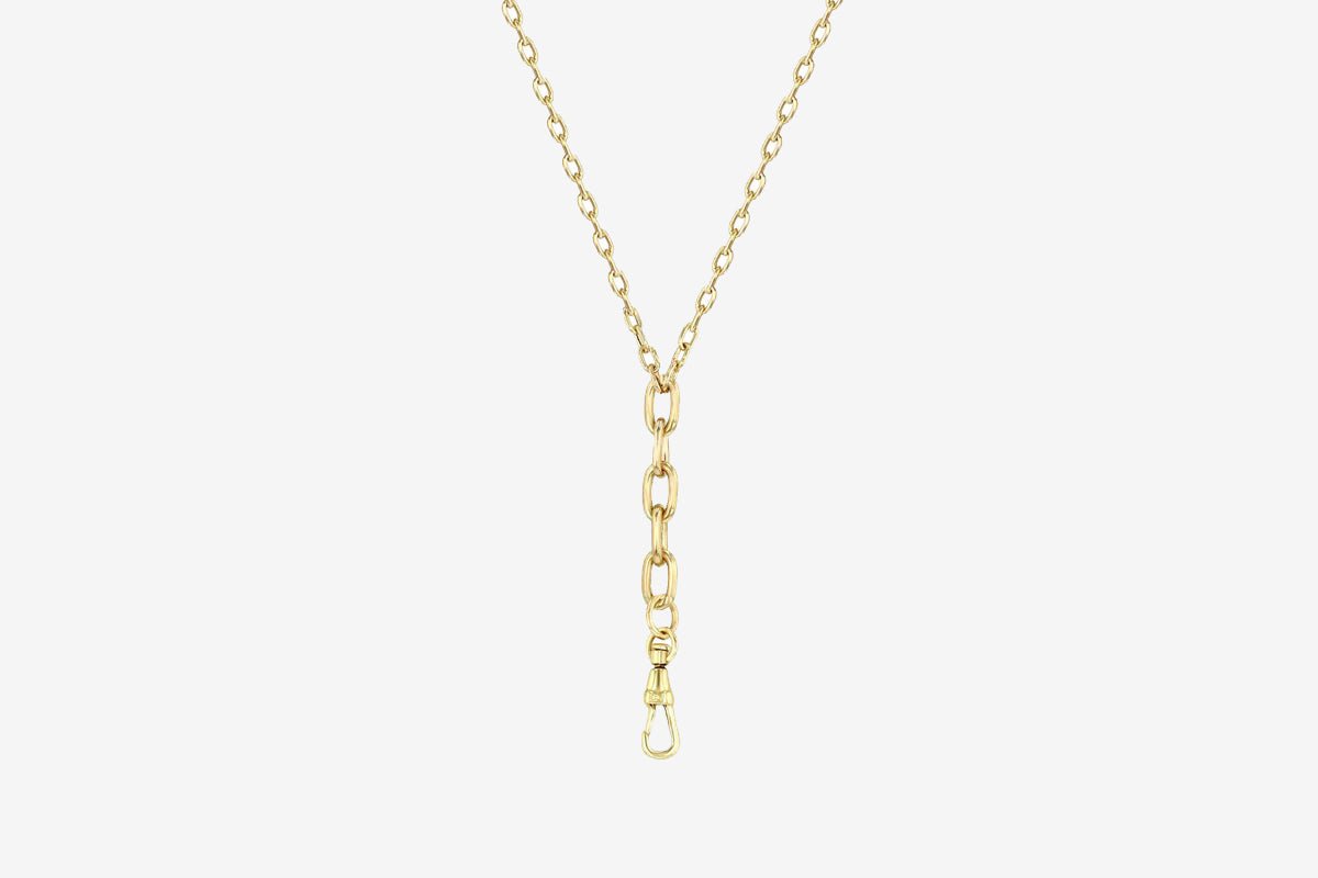 Zoe Chicco 14k Oval Link Chain + Fob Necklace