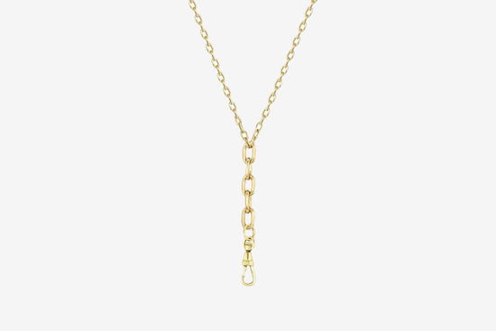 Zoe Chicco 14k Oval Link Chain + Fob Necklace