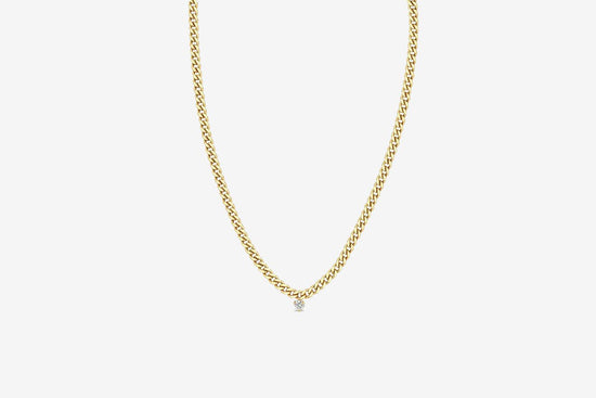 Load image into Gallery viewer, Zoe Chicco 14k Single Diamond Curb Chain Necklace
