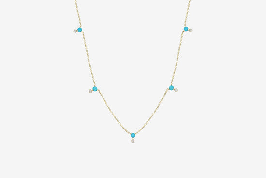 Load image into Gallery viewer, Zoe Chicco 14k Turquoise &amp;amp; Diamond Station Necklace
